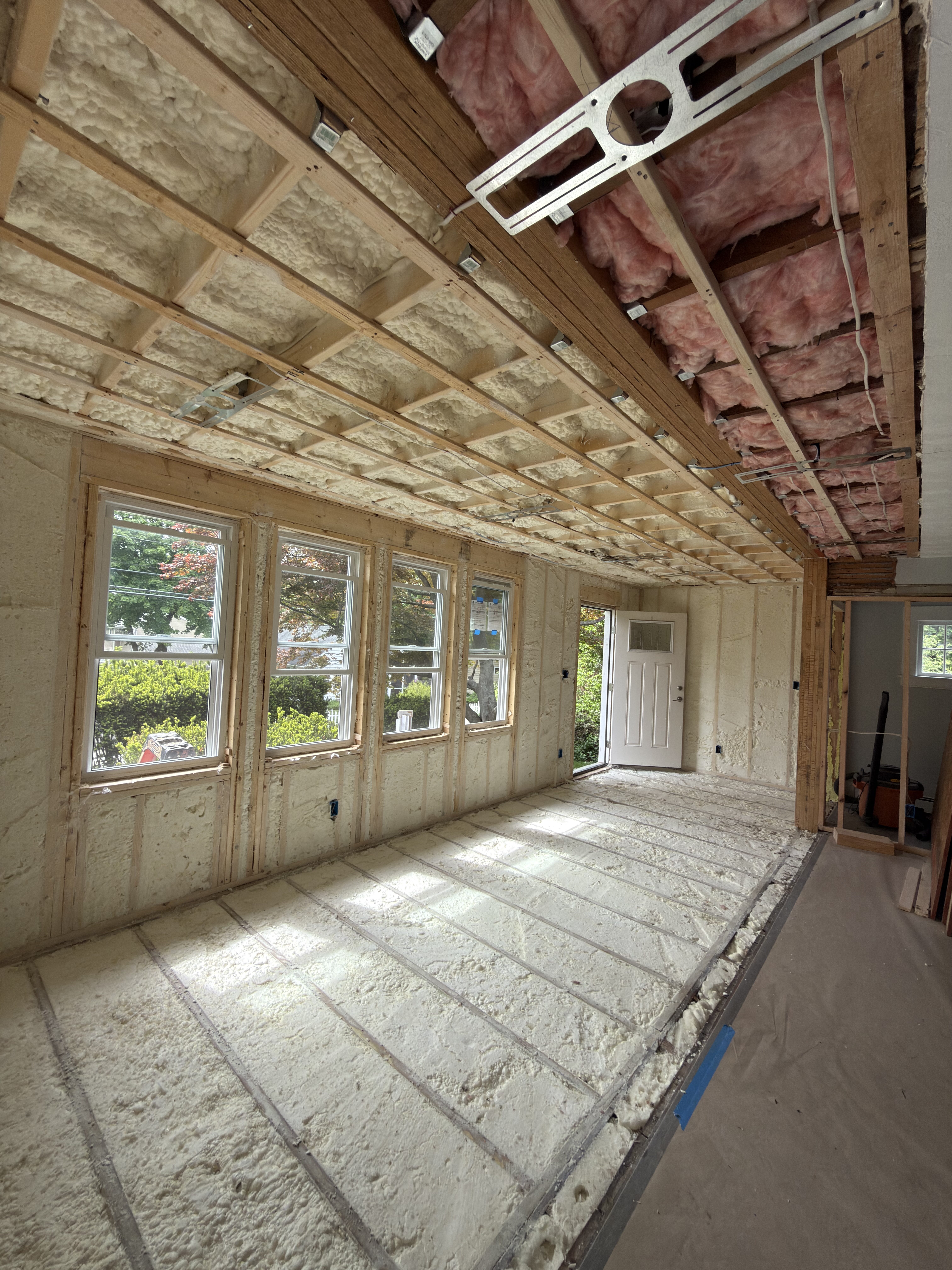 Attic prepared for professional insulation removal and replacement
